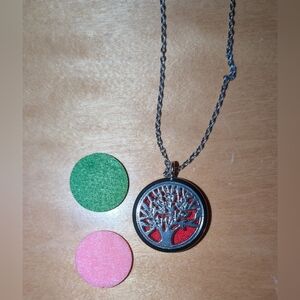 Silver Pendant Necklace with Felt Inlays